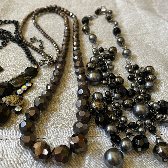 Lot of 6 fashion glass stone crystal necklaces iridescent pearly - Picture 6 of 11